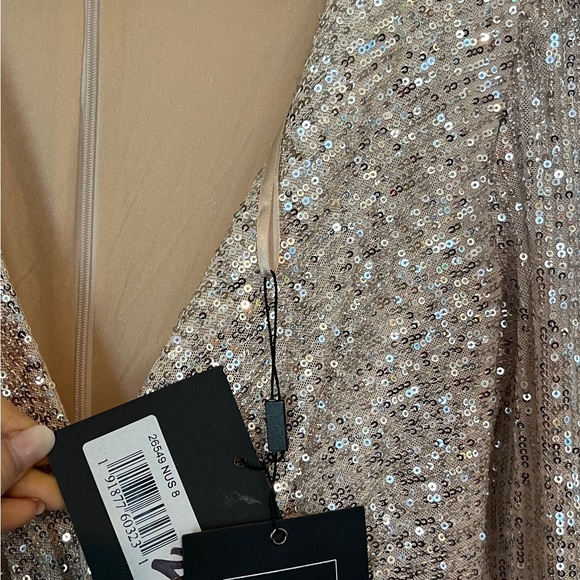 👗 NWT! Mac Duggal Sequin Knotted Hi Low Dress - Picture 10 of 11